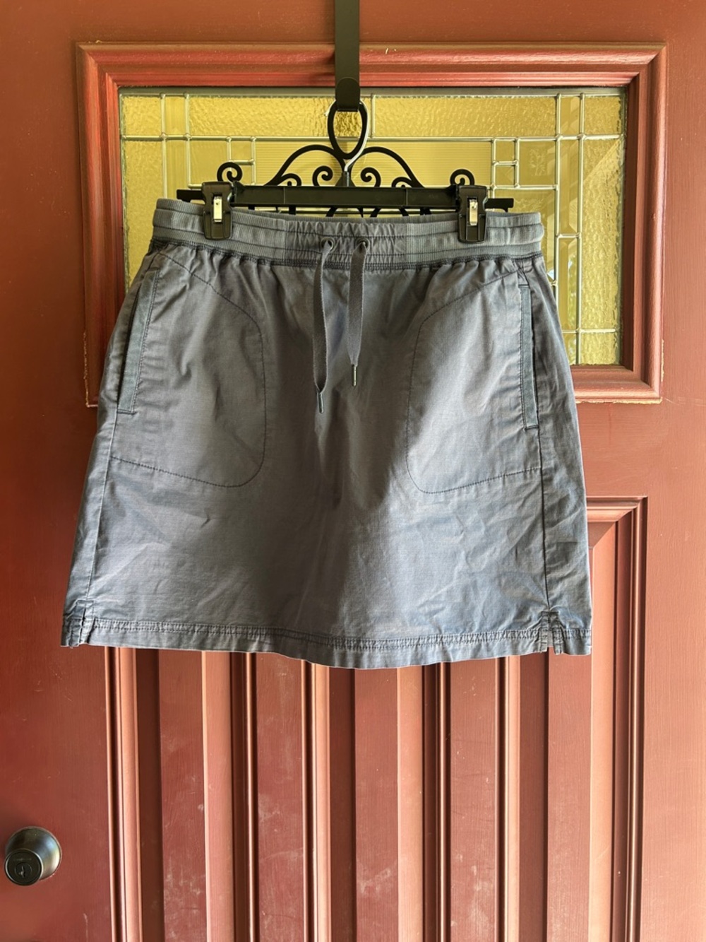 L.L. Bean Light Gray Ripstop Drawstring Skirt - Picture 1 of 4